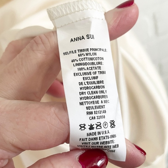 NWT Anna Sui Anthropologie Lonoke Crochet Ivory Cream Lace Sheath Dress Size 0 - Picture 10 of 16